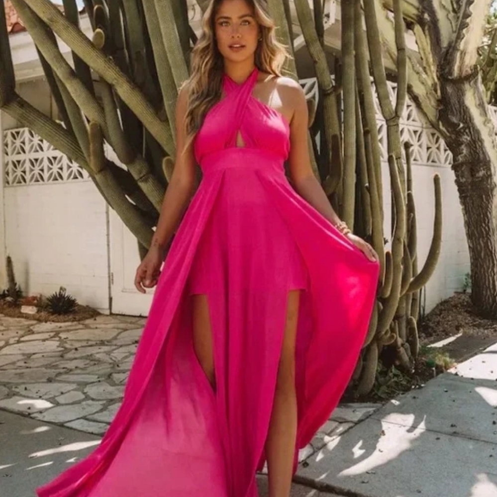 Anthropologie Backless Halter Maxi Dress